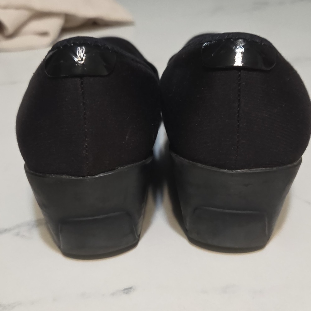 AK Sport Black Stretch Fabric Wedge Loafers Comfort Shoes Women's Size 8.5 M - Picture 7 of 16